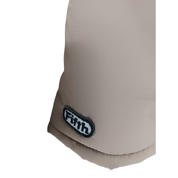 The Fifth Label Women’s Cropped Puffer Jacket Small Beige Taupe Zip Snap Closure - Picture 7 of 14